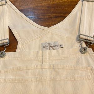 Vintage Calvin Klein white denim shortalls, size medium, NWOT